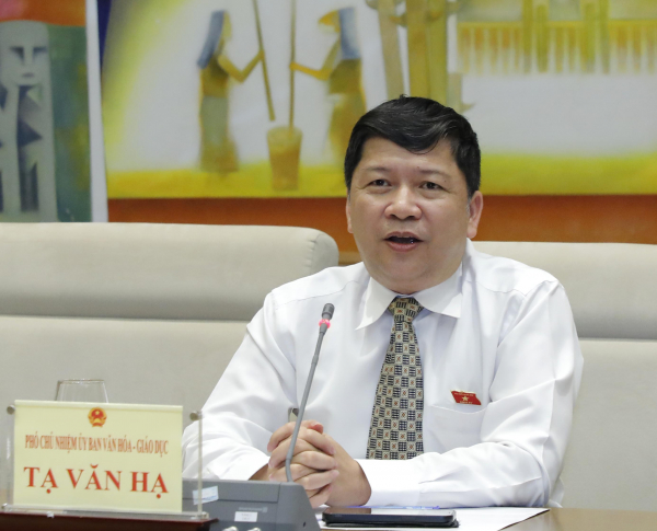 Phó Chủ nhiệm Ủy ban Văn hóa-Giáo dục Tạ Văn Hạ phát biểu